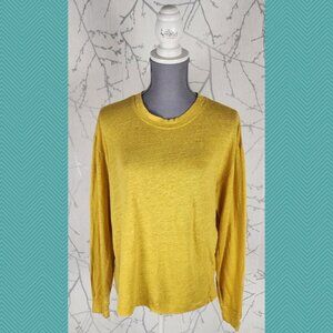 Wilfred Free Bright Yellow Linen Boxy Fit Crewneck Long Sleeve